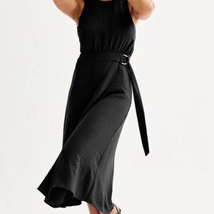 Nine West Black Sleeveless Belted Midi Dress